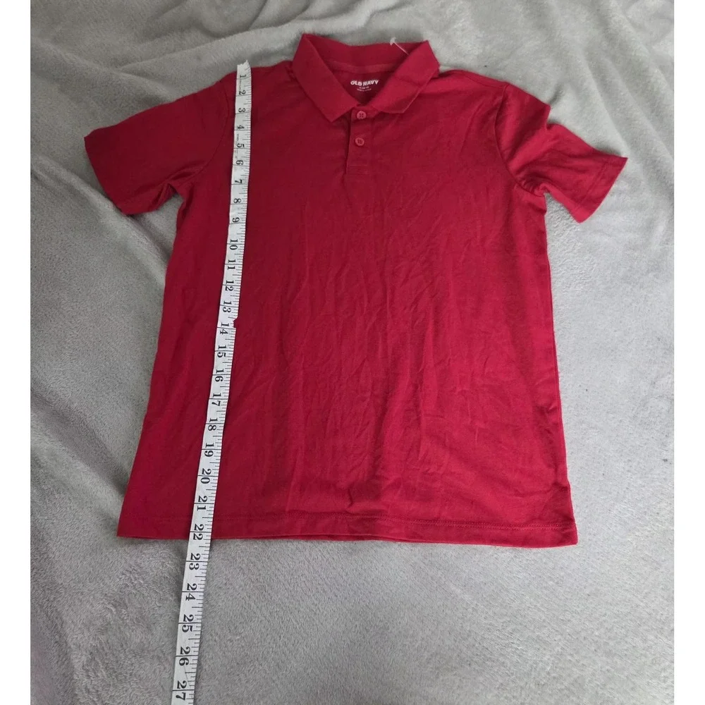 Old Navy Polo Shirt Kids 10-12 Red Tagless Jersey Basic Short Sleeve Top Casual
